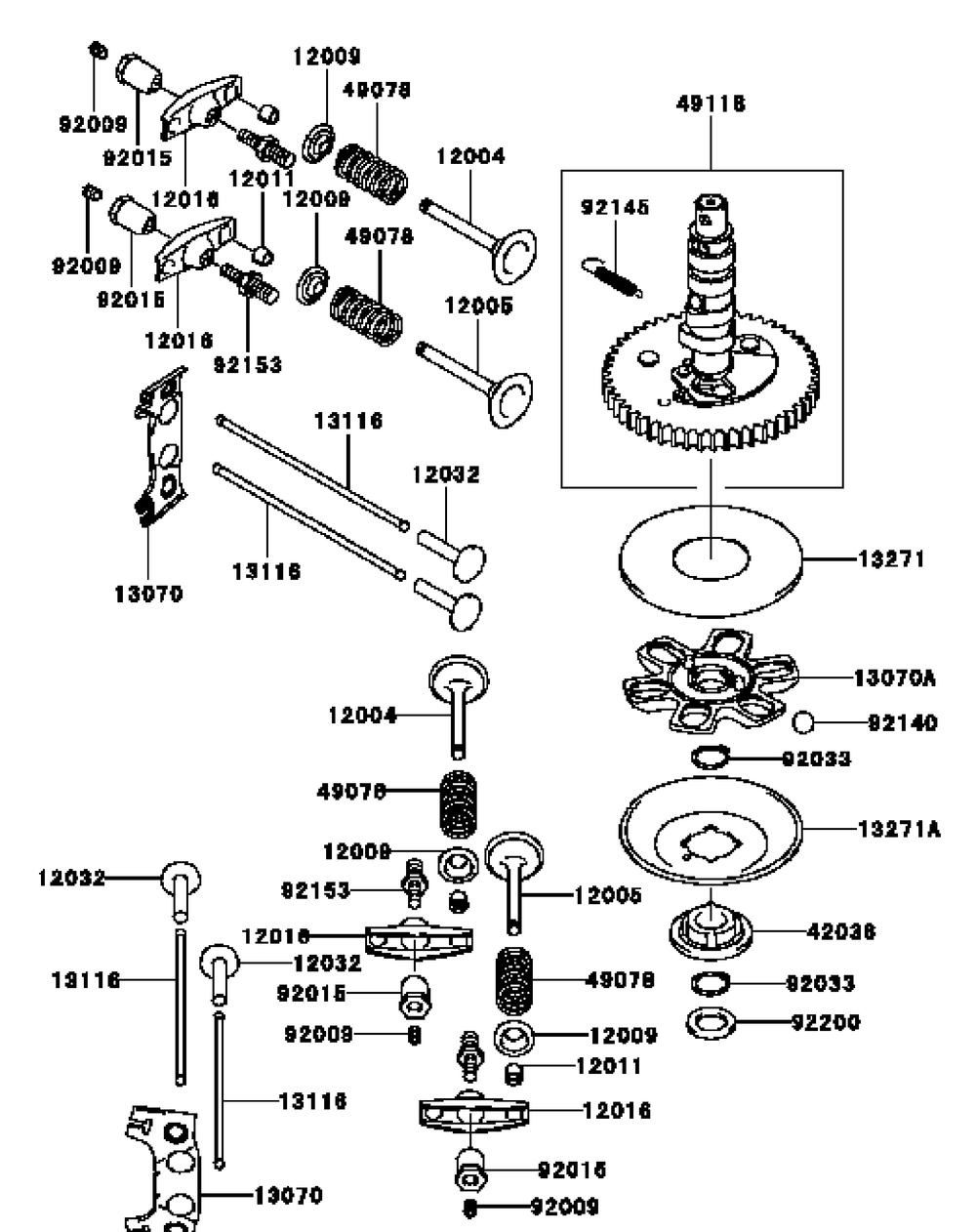 Kawasaki Fh381v-Cs23 Valve And Camshaft Diagram and Parts List for G1332 55AI5GMQ050-WAM Cub Cadet Lawn Mower